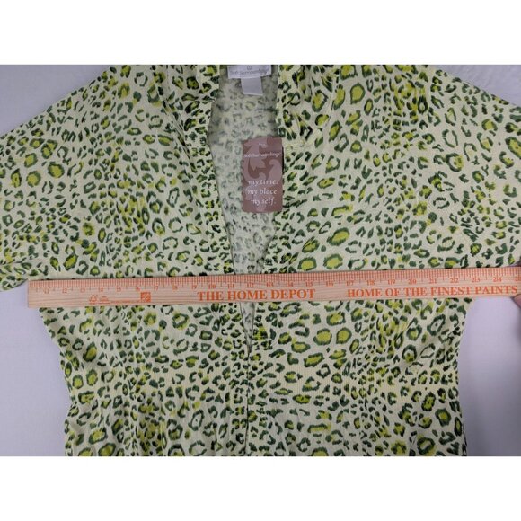 Soft Surroundings Sweater Womens 2X Green Leopard Print Hooded Cardigan - Picture 4 of 7